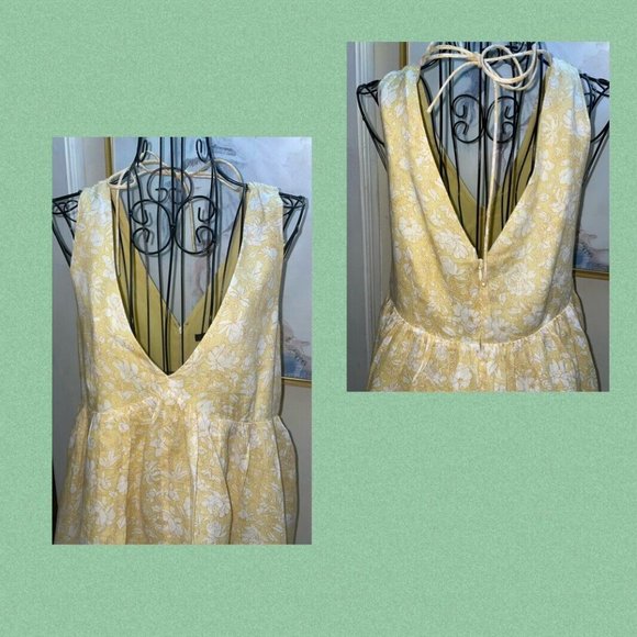 J.CREW YELLOW "TOSSED FLORAL" PRINT SWING/BABY DOLL DRESS~SLEEVELESS~XS - Picture 8 of 8